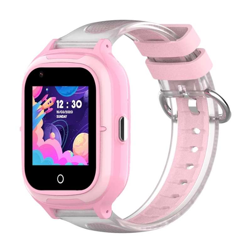 montre connectée enfant rose blanc