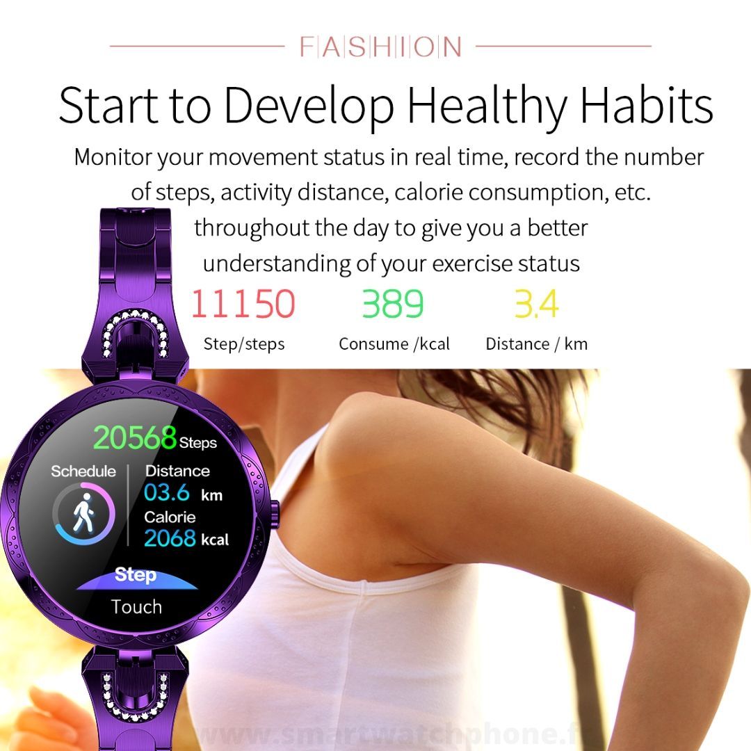 Montre Connectée Femme Anneau Acier W15